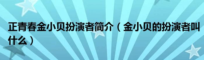 正青春金小贝扮演者简介（金小贝的扮演者叫什么）