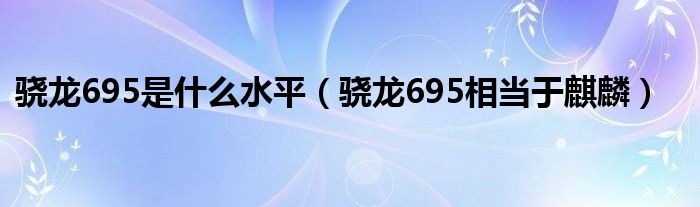 骁龙695是什么水平（骁龙695相当于麒麟）