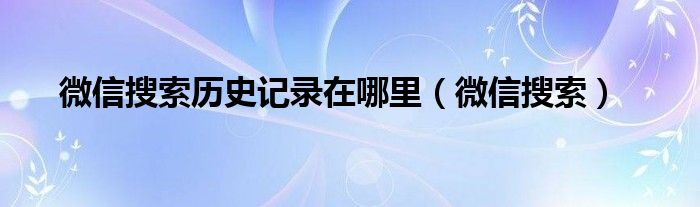 微信搜索历史记录在哪里（微信搜索）