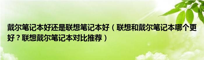 戴尔笔记本好还是联想笔记本好（联想和戴尔笔记本哪个更好？联想戴尔笔记本对比推荐）