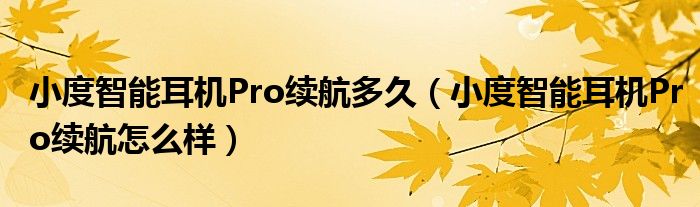 小度智能耳机Pro续航多久（小度智能耳机Pro续航怎么样）