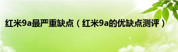 红米9a最严重缺点（红米9a的优缺点测评）