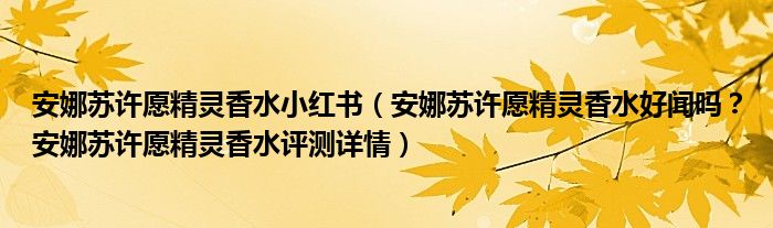 安娜苏许愿精灵香水小红书（安娜苏许愿精灵香水好闻吗？安娜苏许愿精灵香水评测详情）