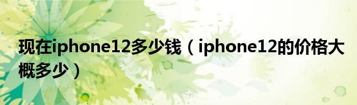 现在iphone12多少钱（iphone12的价格大概多少）