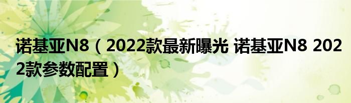 诺基亚N8（2022款最新曝光 诺基亚N8 2022款参数配置）