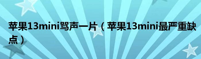 苹果13mini骂声一片（苹果13mini最严重缺点）