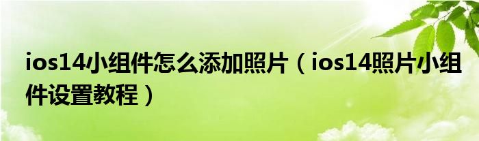 ios14小组件怎么添加照片（ios14照片小组件设置教程）