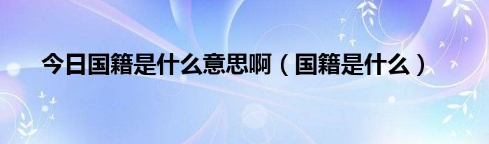 今日国籍是什么意思啊（国籍是什么）