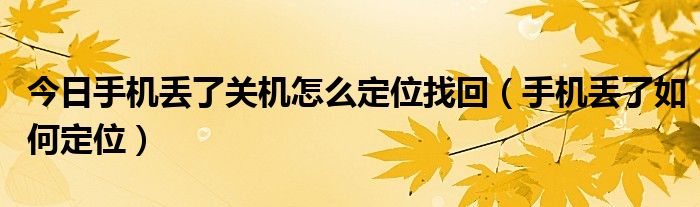 今日手机丢了关机怎么定位找回（手机丢了如何定位）