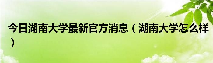 今日湖南大学最新官方消息（湖南大学怎么样）