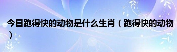 今日跑得快的动物是什么生肖（跑得快的动物）