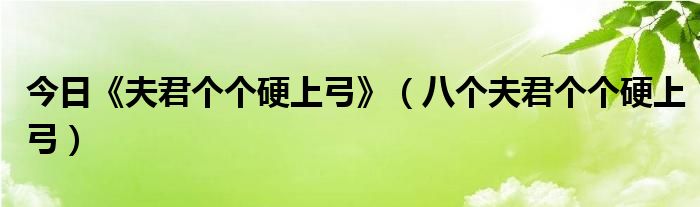 今日《夫君个个硬上弓》（八个夫君个个硬上弓）