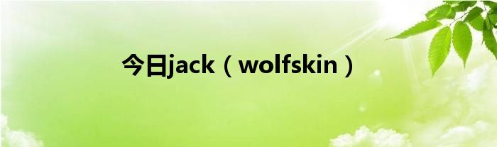 今日jack（wolfskin）