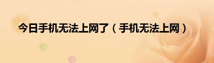 今日手机无法上网了（手机无法上网）