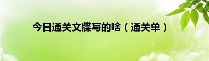 今日通关文牒写的啥（通关单）