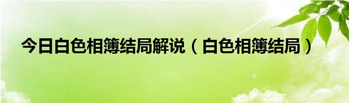 今日白色相簿结局解说（白色相簿结局）