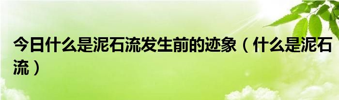 今日什么是泥石流发生前的迹象（什么是泥石流）