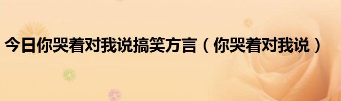 今日你哭着对我说搞笑方言（你哭着对我说）