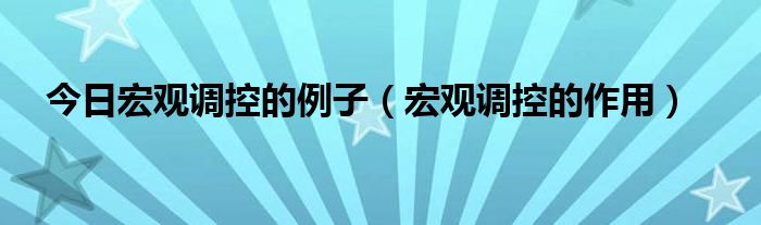 今日宏观调控的例子（宏观调控的作用）