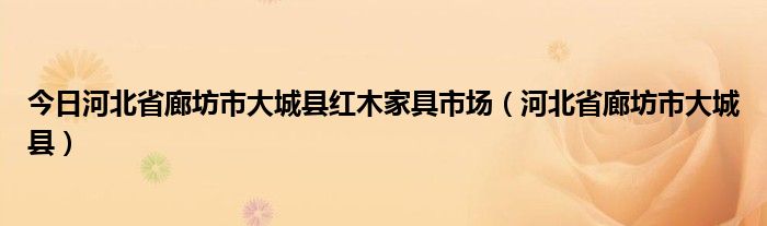 今日河北省廊坊市大城县红木家具市场（河北省廊坊市大城县）