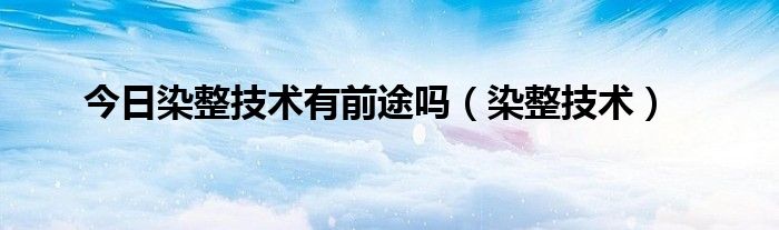 今日染整技术有前途吗（染整技术）