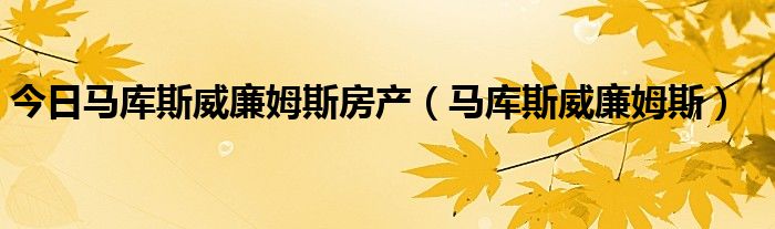 今日马库斯威廉姆斯房产（马库斯威廉姆斯）