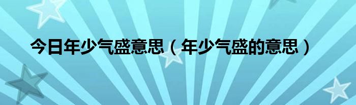 今日年少气盛意思（年少气盛的意思）