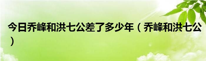 今日乔峰和洪七公差了多少年（乔峰和洪七公）