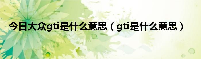 今日大众gti是什么意思（gti是什么意思）