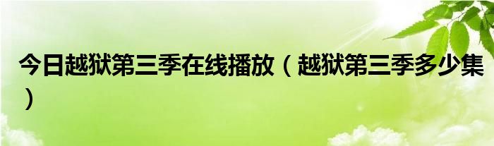 今日越狱第三季在线播放（越狱第三季多少集）