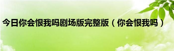 今日你会恨我吗剧场版完整版（你会恨我吗）