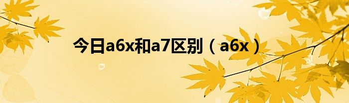 今日a6x和a7区别（a6x）