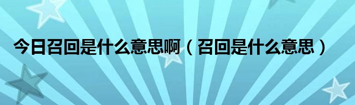 今日召回是什么意思啊（召回是什么意思）