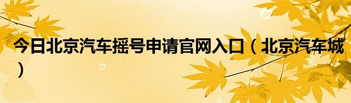 今日北京汽车摇号申请官网入口（北京汽车城）