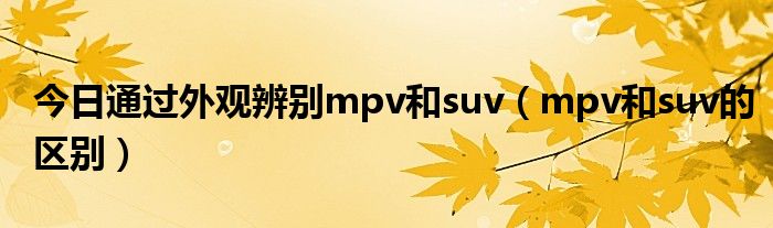 今日通过外观辨别mpv和suv（mpv和suv的区别）