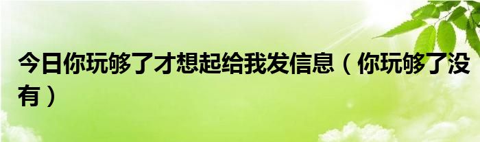 今日你玩够了才想起给我发信息（你玩够了没有）