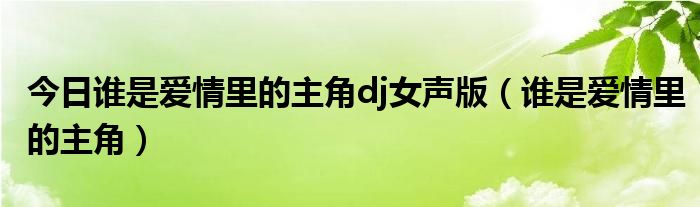 今日谁是爱情里的主角dj女声版（谁是爱情里的主角）