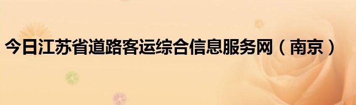 今日江苏省道路客运综合信息服务网（南京）