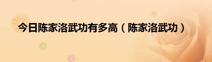 今日陈家洛武功有多高（陈家洛武功）