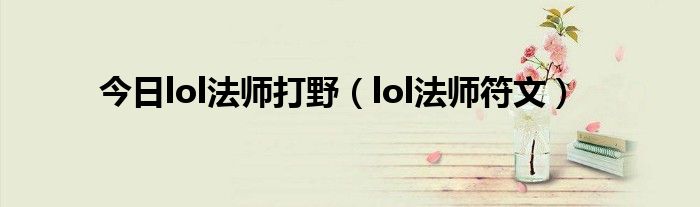 今日lol法师打野（lol法师符文）