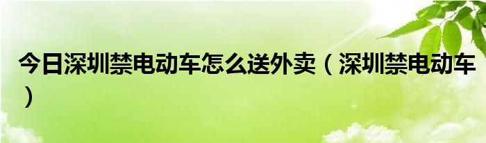 今日深圳禁电动车怎么送外卖（深圳禁电动车）