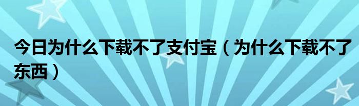 今日为什么下载不了支付宝（为什么下载不了东西）