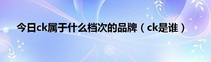 今日ck属于什么档次的品牌（ck是谁）