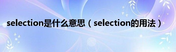 selection是什么意思（selection的用法）