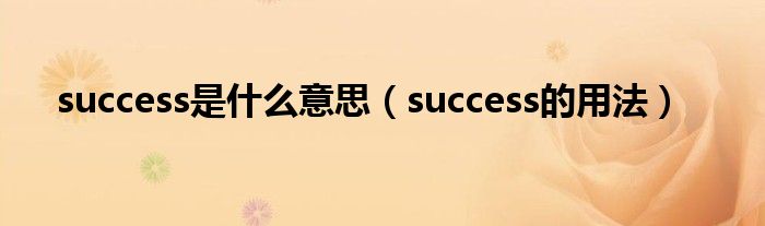 success是什么意思（success的用法）