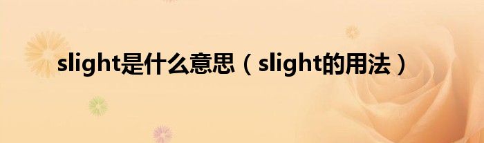 slight是什么意思（slight的用法）