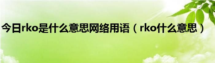 今日rko是什么意思网络用语（rko什么意思）