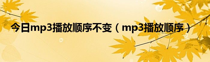 今日mp3播放顺序不变（mp3播放顺序）