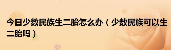 今日少数民族生二胎怎么办（少数民族可以生二胎吗）