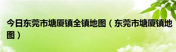 今日东莞市塘厦镇全镇地图（东莞市塘厦镇地图）